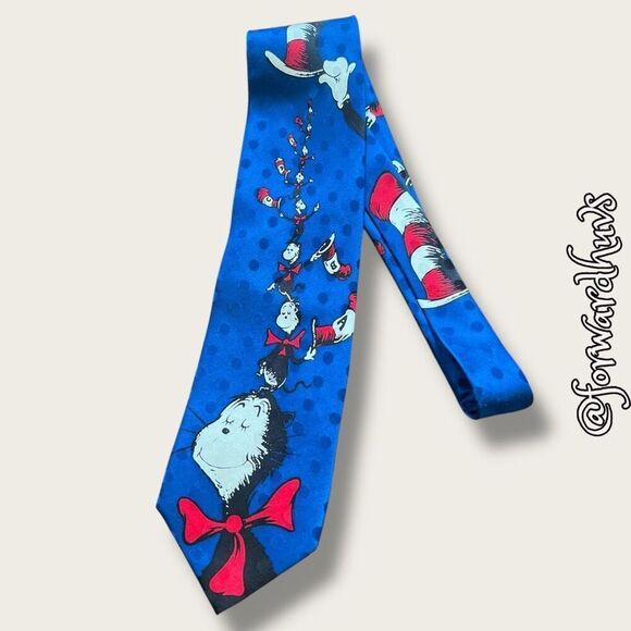 Vintage 90s Dr. Seuss Silk Tie – Cat in the Hat Comes Back, ABC Design - Picture 1 of 11